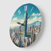 Taipei 101 Taiwan ラージ壁時計 (傾斜)