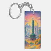 Taipei City Taiwan Skyline Watercolor キーホルダー (正面左)