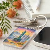 Taipei City Taiwan Skyline Watercolor キーホルダー (正面右)