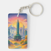 Taipei City Taiwan Skyline Watercolor キーホルダー (裏面)