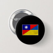 Taiwan Ukraine Flag Taiwanese Ukrainian Support 1 缶バッジ (正面&裏面)