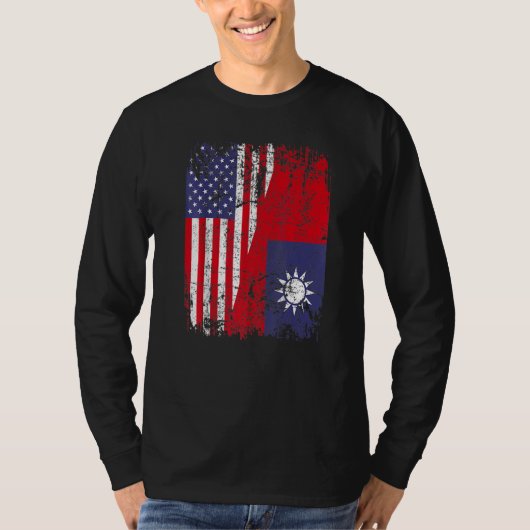 Taiwanese Roots Half American Flag Usa Taiwan Flag Tシャツ (正面)