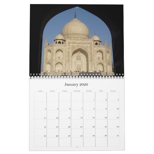 taj mahal 2025 カレンダー (1月 2026)