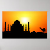 Taj Mahal & Camel On Sunset Background ポスター (正面)