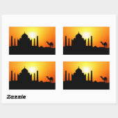 Taj Mahal & Camel On Sunset Background 長方形シール (シート)