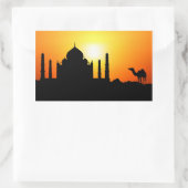 Taj Mahal & Camel On Sunset Background 長方形シール (バッグ)