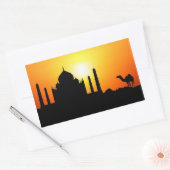Taj Mahal & Camel On Sunset Background 長方形シール (封筒)
