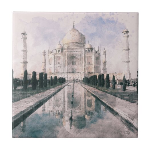 Taj Mahal Indiaセラミックタイル – 象徴的なムガールアート タイル (正面)