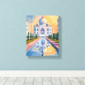 Taj Mahal India Travel Painting キャンバスプリント (インサイチュ (ウッドフロア))