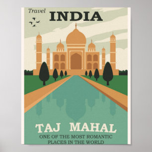 Taj Mahal - India Travel Poster ポスター