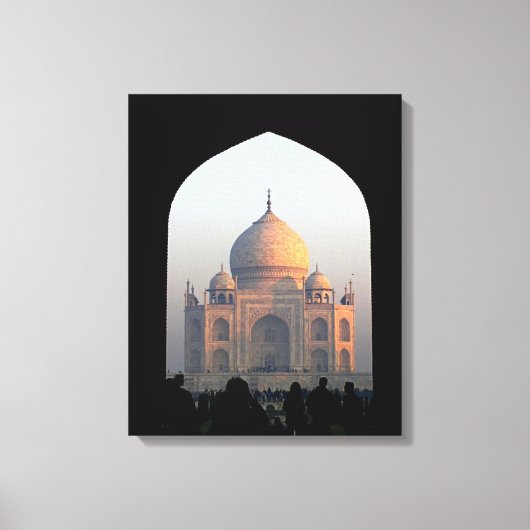 Taj Mahal Light of Dawn India建築写真 キャンバスプリント (正面)