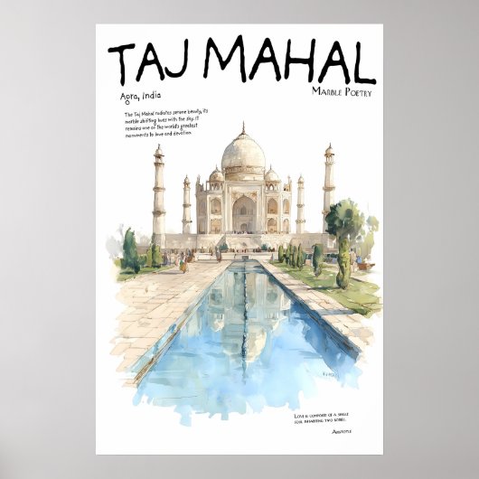 Taj Mahal Poster  Agra India Landmark  Marble ポスター (正面)