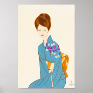 Takasawa Keiichiの柔らかい日本の女性ポートレートの芸術 ポスター