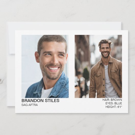 Take 2 Hollywood Actor Talent Promo Comp Card 招待状 (裏面)