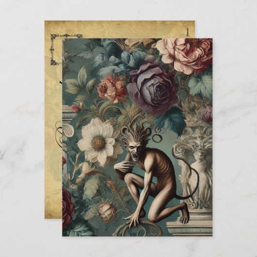 Take a Bow – ゴシック様式のフローラデザイン シーズンポストカード (正面/裏面)