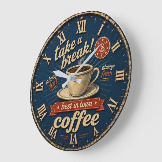 Take a Break Coffee ラージ壁時計 (傾斜)