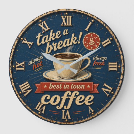 Take a Break Coffee ラージ壁時計 (正面)