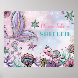 Take a Shellfie - Pink Purple Mermaid Selfieパーティー ポスター