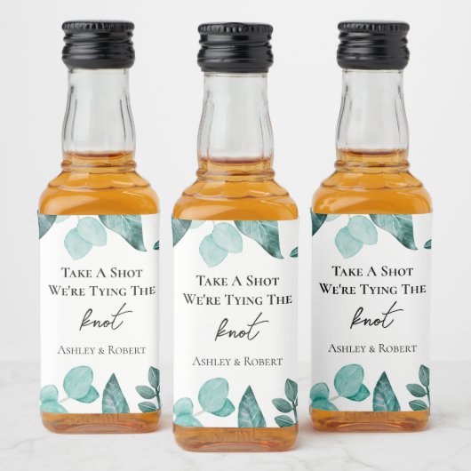 Take a Shot我々は結び目のティール(緑がかった色)結婚を結んでいる リキュールボトルラベル (ボトル)