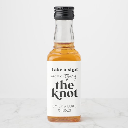 Take a Shot我々は結び目の結婚式の引き出物 リキュールボトルラベル (正面)