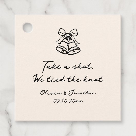 Take a Shot We tied the Knot 手描き結婚式 フェイバータグ (正面)