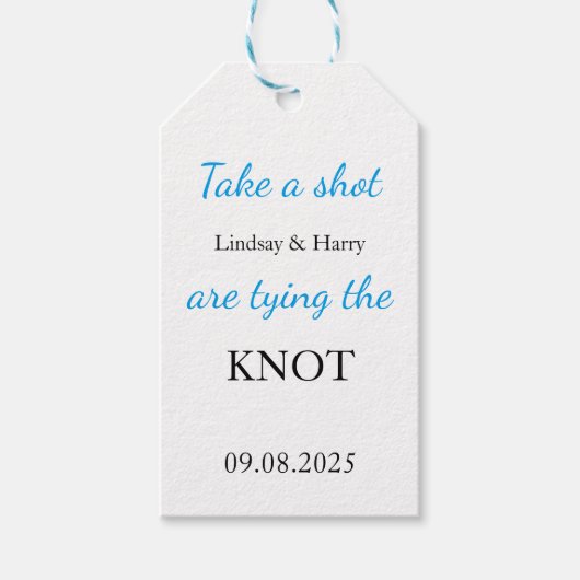 Take a Shot We'ing the Knot White & Blue ギフトタグ (正面)