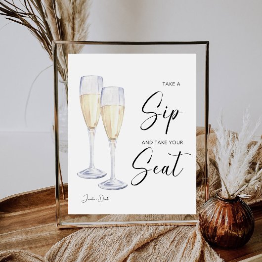 Take A Sip And Take A Seat ウェディングレセプション 台座サイン