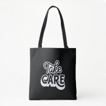 Take Care トートバッグ|ミニマリストのブラックな雰囲気