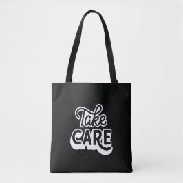 Take Care トートバッグ｜ミニマリストのブラックな雰囲気 トートバッグ