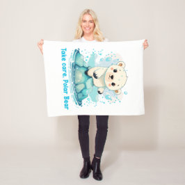 Take care, Polar Bear フリースブランケット