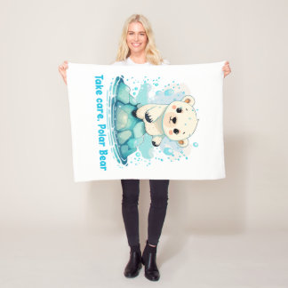 Take care, Polar Bear フリースブランケット