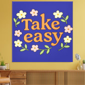 Take Easy: Positive Retro Floral Illustration キャンバスプリント (インサイチュ (リビング))