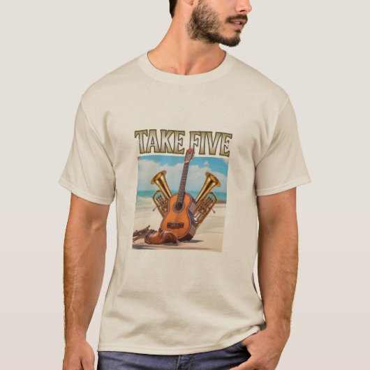 「Take Five」ミュージカル楽器グラフィックTシャツ Tシャツ (正面)