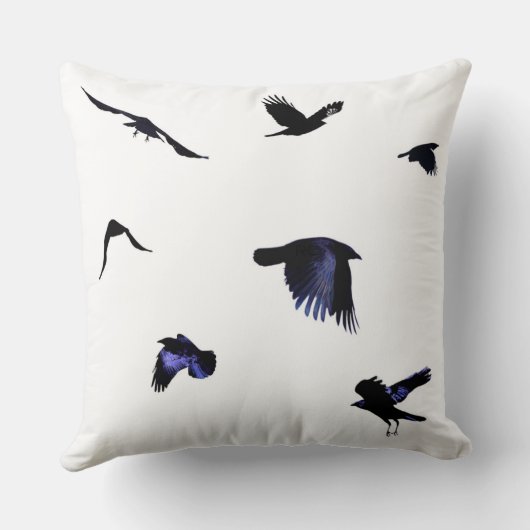 Take Flight Crow Throw Pillow クッション (裏面)