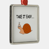 Take It簡単かわいい漫画カタツムリ メタルオーナメント (右)