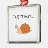 Take It簡単かわいい漫画カタツムリ メタルオーナメント (左)