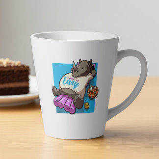 Take It簡単リラックスRhinoプおもしろいール漫画 カフェラテマグ