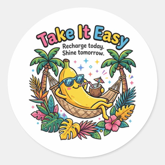 Take It Easy – リラックスバナナの気分 ラウンドシール (正面)