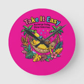 Take It Easy – リラックスバナナの気分 ラウンド壁時計 (正面)
