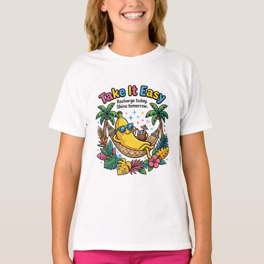 Take It Easy – リラックスバナナの気分 Tシャツ (正面)