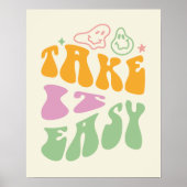 Take It Easy Retro Positive Quote Poster ポスター (正面)