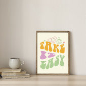 Take It Easy Retro Positive Quote Poster ポスター