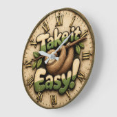 Take It Easy Sloth Funny ラージ壁時計 (傾斜)