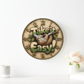 Take It Easy Sloth Funny ラージ壁時計 (ホーム)