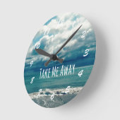 Take Me遠くにビーチ引用文 ラウンド壁時計 (傾斜)