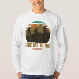 "Take Me To The Mountains" Retro Hiking Silhouette Tシャツ