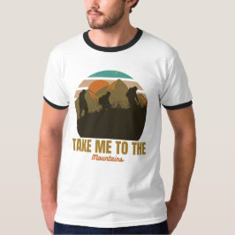 "Take Me To The Mountains" Retro Hiking Silhouette Tシャツ