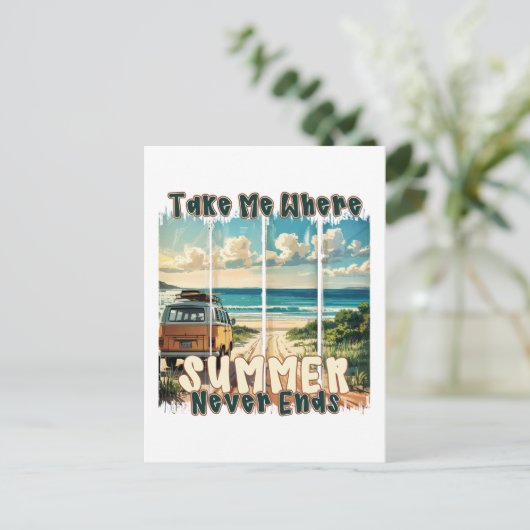 Take Me Where Summer Never Ends -レトロビーチVibes ポストカード (スタンド正面)