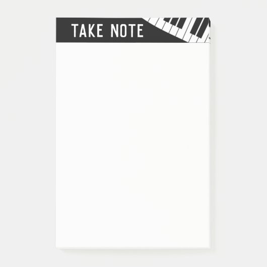 "Take Note"ミュージカルピアノブラックとホワイト ポストイット (正面)