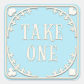 "Take One"ワンダーランド茶パーティーエンティクイングブルー スクエアシール (正面)